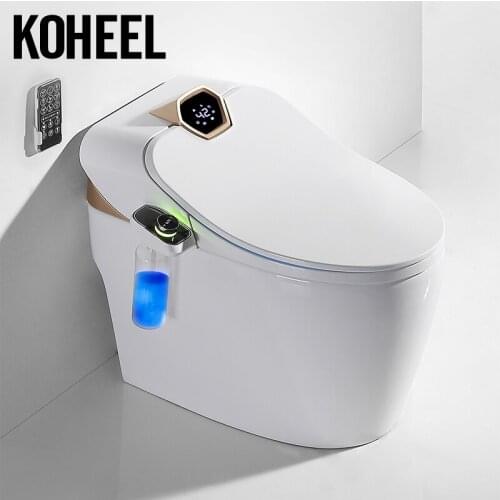 KOHEEL One-Piece BathroomToilets Intelligent Electronic Toilet Gold LCD Display Bubble Washing Function Sensor Gold