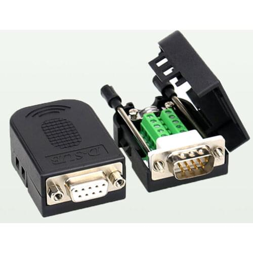 DB9 Welding-free Male Plug Female Socket Buckle Shell Kit RS232 9 Pin Serial Port Connector RS485 RS422 Interface D-Sub9 Adapter
