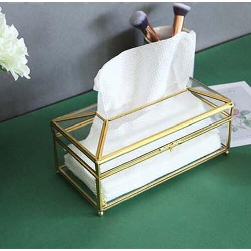 Tissue Box European Creative Glass Mirror Paper Holder Simple Living Room Tissue Container Nordic Luxury Napkin Tray Home Decor