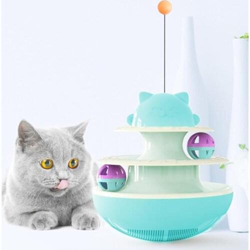 Cat Play Toy Cat Tumbler Bell Track Educational Cat Roller Toy Cat Teaser Toy