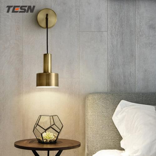 Small wall lamp bedroom modern minimalist living room aisle wall lamp balcony wall lamp free wiring all copper bedside wall lamp