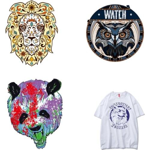 Fashion Trend Animal Tiger Sticker Iron on Patches Diy T-shirt Mens Heat Transfer Vinyl Clothes Applique Decoration Washable