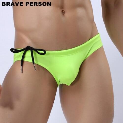 BRAVE PERSON Mens2019 New Nylon underwear Solid Beachwear Briefs Bikini Men Low Rise Sexy Briefs
