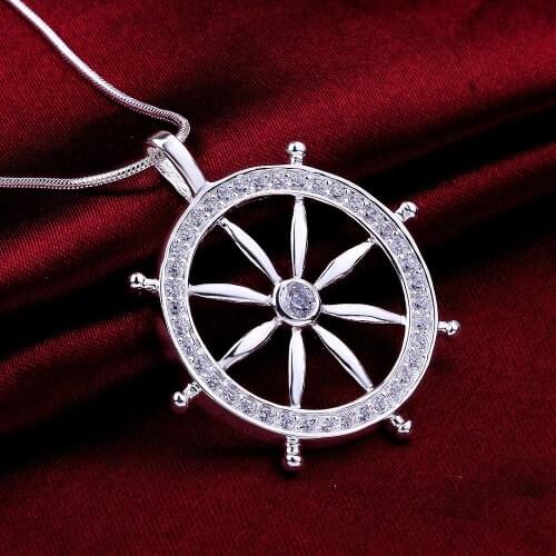 Hot Classic crystal Sailor rudder Pendant 925 Sterling Silver Necklace For Women fashion luxury brands Jewelry Holiday gifts