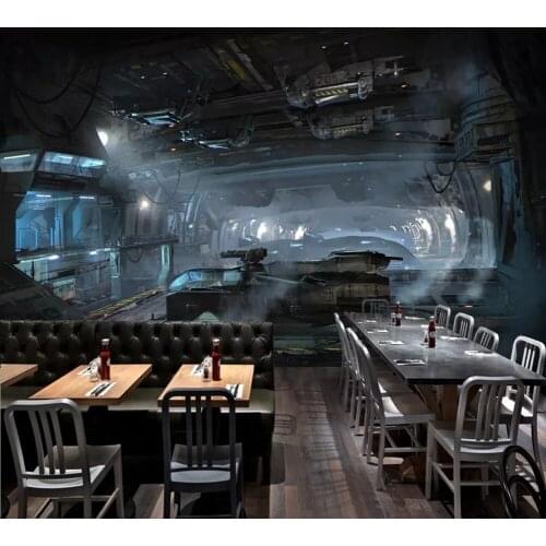 Drop Shipping Custom Wallpaper Mural 3D Personality Space Capsule Spacecraft Restaurant Mural Wall Painting Photo Wallpaper Deco