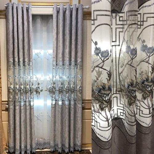 Luxury Modern Hollow Out Embroidery Curtain Tulle Window Sheer Curtain For Living Room Bedroom Kitchen Window Screening Panel