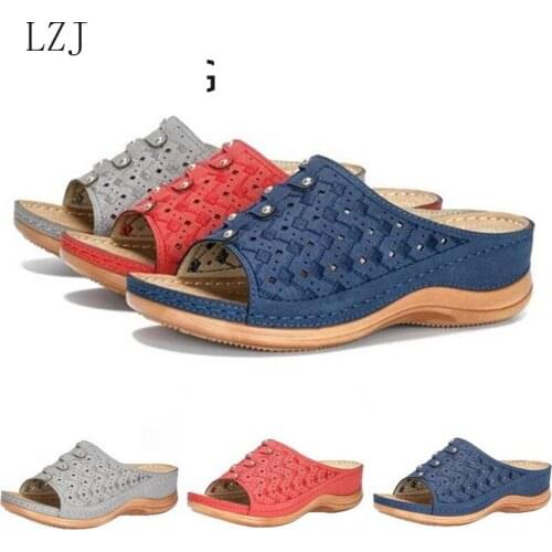 Summer Women Slippers Rome Retro Casual Shoes Thick Bottom Wedge Open Toe Women Sandals Beach Slip On Slides Female
