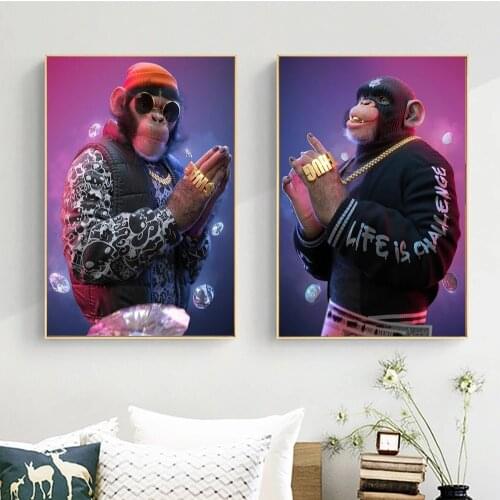 Modern Fashion Monkey Posters And Prints Funny Luxury Suit Animal Canvas Wall Art Paintings For Living Room Decoration Cuadros