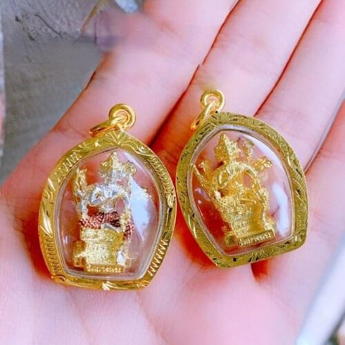 Asia Thailand four-faced Buddha figure bring fortune GOOD LUCK health safe Effective protection Buddha card Pendant Amulet