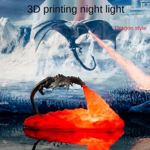 3D Printed LED Fire Dragon Lamps Night Light Rechargeable Mood Soft Light For Bedroom Kid Room Bedroom Camping Hiking Decoration