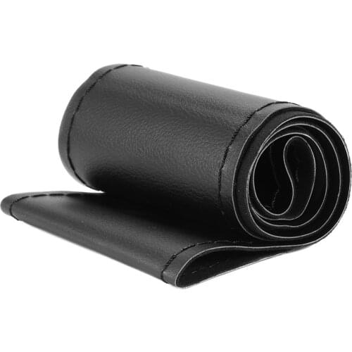 TiOODRE Universal 38cm Diameter Car Steering Wheel Cover Fiber Leather With Soft Anti-Slip Black DIY Braid & Needles Thread