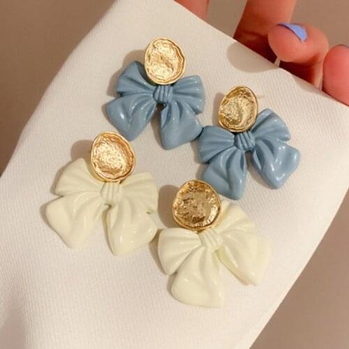 U-Magical Summer Irregular Gold Metallic Geometric Spray Dangle Earring for Women Fashion White Blue Bowknot Earring Jewellery