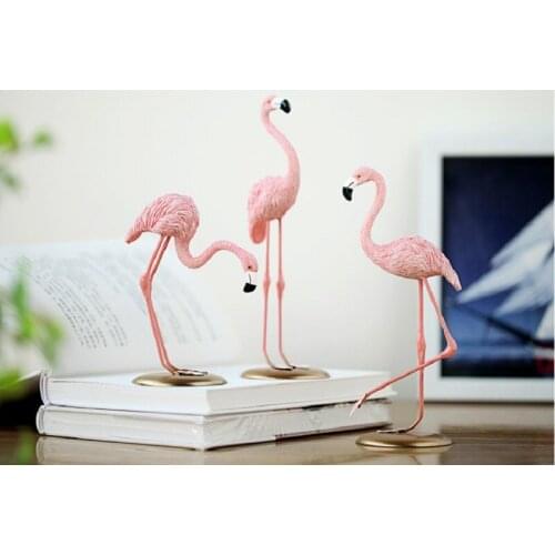 Lovely pink Flamingo ornaments Nordic resin craft furnishings home living room bedroom girls room decorations