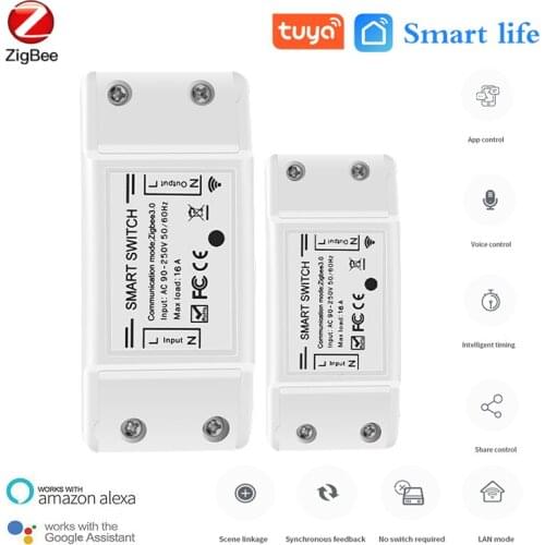 Tuya Smart Life 16A Zigbee Smart Switch APP/Voice Remote Control Light/ Fan Switch Smart Home Automation Work With Alexa Google