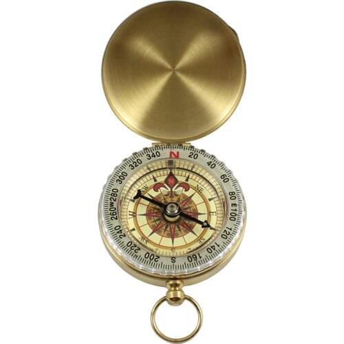 High Quality Camping Hiking Pocket Brass Golden Compass Portable Compass Navigation for Outdoor Activities