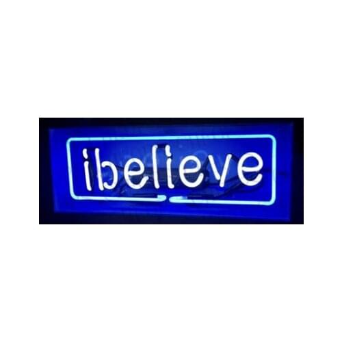 I Believe Acrylic Box Gift Neon Signs Real Glass Tube Beer Bar Pub Bedroom Wall Homeroom Girlsroom Party Decor 14x5
