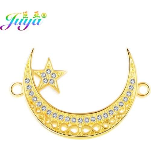 Juya Islam Muslim Jewelry Supplies Moon Star Moonship Connector Charms Accessories For Women Allah Jewelry Making