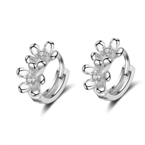 KOFSAC New Fashion Sterling Silver 925 Earrings For Women Wedding Party Charming Flower Ear Hoop Earring Jewelry Girl Best Gifts