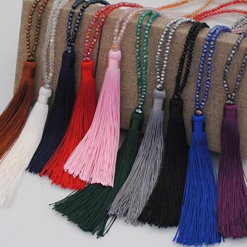 Collier Femme Collares Largos De Moda 2017 Bijoux Statement Long Necklace Crystal Bead Tassel Pendant Bohemian Sweater Necklace