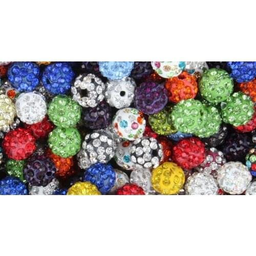 10mm 150pcs/lot mixed white multicolor Rhinestone w95634 micro pave disco Beads bracelet necklace diy crystal