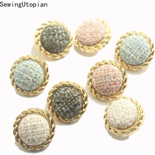 10PCS 18MM 21MM 25MM Metal Fabric Decorative Buttons for Clothing Craft Needlework Botones Sewing DIY Women Button Coat Dress