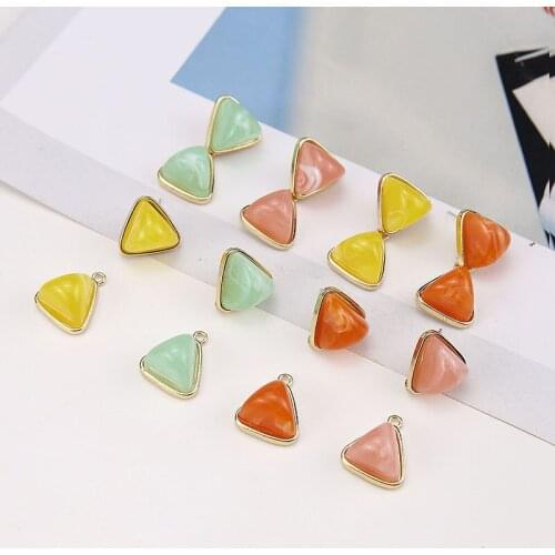 10PCS Earring Stud Earrings Charms Enamel Geometric Gold Charms for Women fashion Earrings making Findings