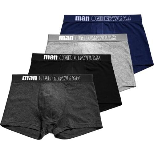 4 Pieces Mens Panties Mens Underwear Boxer Cotton Comfortable Underpants Shorts Solid Color Male Boxer Shorts Men 2020 Hot Sale