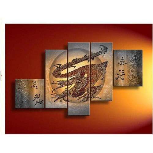 5 Panel Wall Art Modern Abstract Gray Oil Painting On Canvas Contemporary Couple For Home Decor Picture