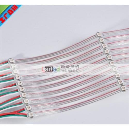 50Pcs Prewired 5050 SK6812 WS2812B WS2812 Full Color RGB Pixel LED Chip & Heatsink DC5V 10cm/12cm transparent/colorful wire