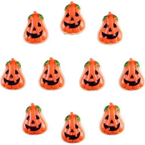 50pcs Halloween Pumpkin Resin Scrapbooking Hair Bow Clip Center Crafts Embellishment Charms Cabachons