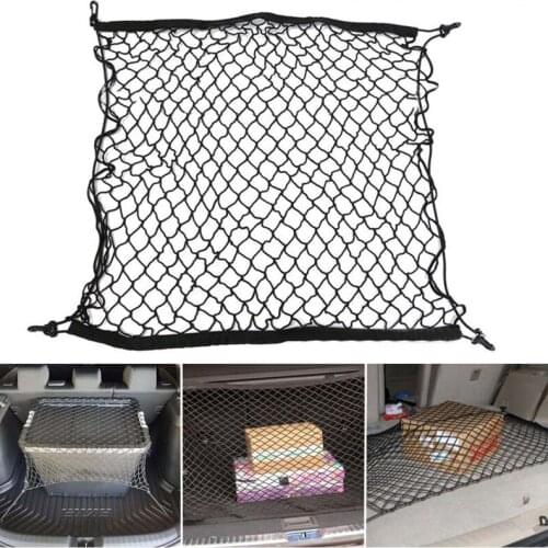 70 X 70cm Universal Car Trunk Net Luggage Storage Cargo Organizer Nylon Stretchable Elastic Mesh Net with 4 Plastic Hooks