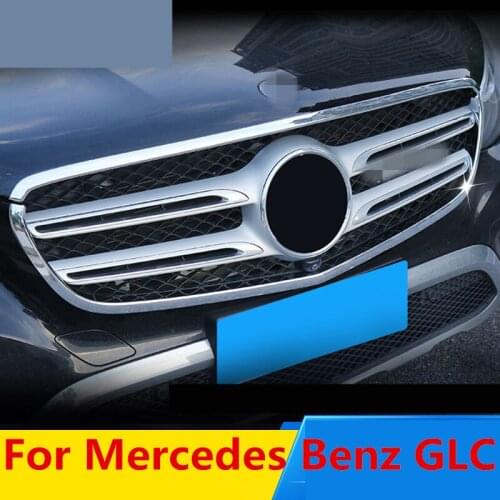 ABS Chrome Front engine bumper grille upper central decorative bright frame Exterior decoration For Mercedes Benz GLC