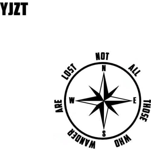 YJZT 14.8CM*14.8CM COMPASS "Not All Those Who Wander Are Lost" Vinyl Decal Car Sticker Window Black Silver C10-01152
