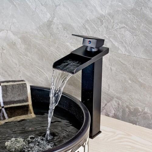 Oil Rubbed Bronze Solid Brass Deck Mounted Bathroom Sink Faucet Hot and Cold Water Mixer Tap