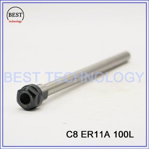C8 ER11A 100L Collet Chuck Hoder Straight Shank Chuck Collect Extension Rod ER11 Collet ER11A Nut for CNC Milling