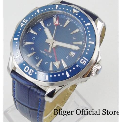 2019 New Stainless Steel Automatic Men Watch Date GMT Function Sapphire Glass Ceramic Bezel 41mm Nologo Dial