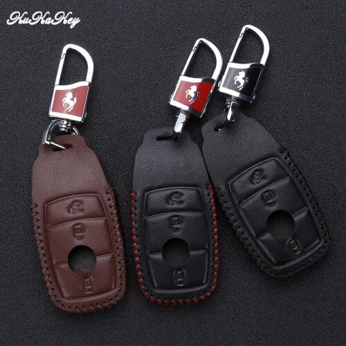 Genuine Leather Car Key Case Cover For Mercedes Benz A Class B E CLA AMG GLA GLC W177 W176 W203 W204 W214 Key Chain Accessories