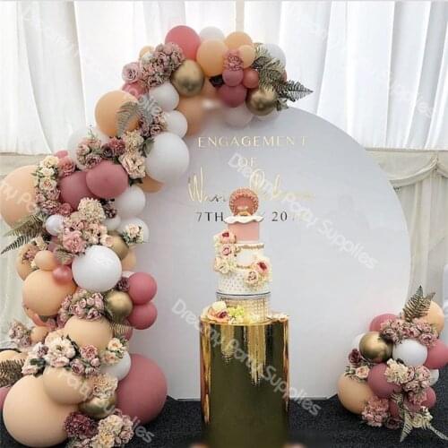 DIY Retro Dusty Pink Peach Balloon Garland Arch Kit Gold White Balloon for Birthday Baby Shower Weddings Party Decoration