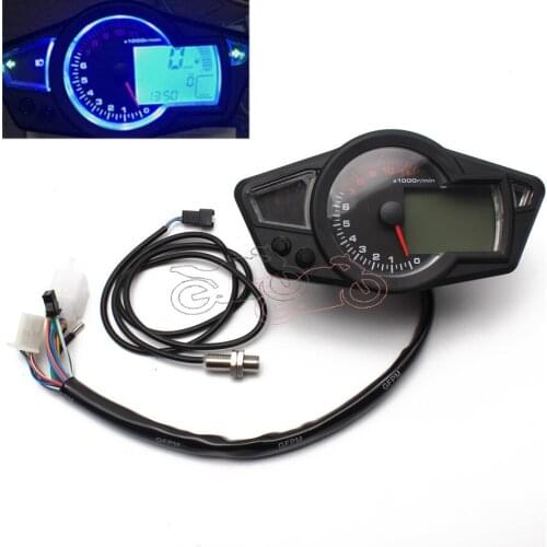 For 2&4 Cylinders(6.8) ABS Motorcycle LCD Speedometer Motorcycle Digital Odometer Speedometer Tachometer Black