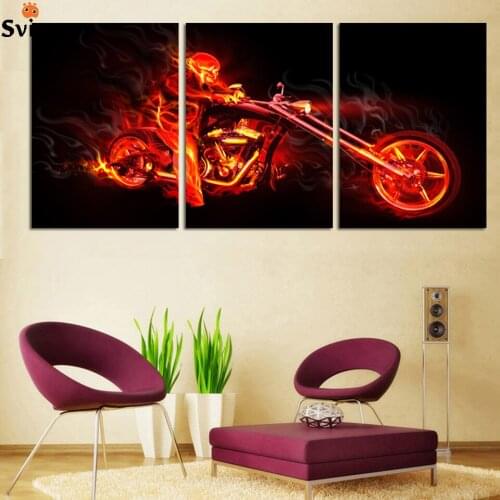 Unframed Printed fire motorcycle Painting childrens room decor print abstract poster picture canvas decoration Free shipping