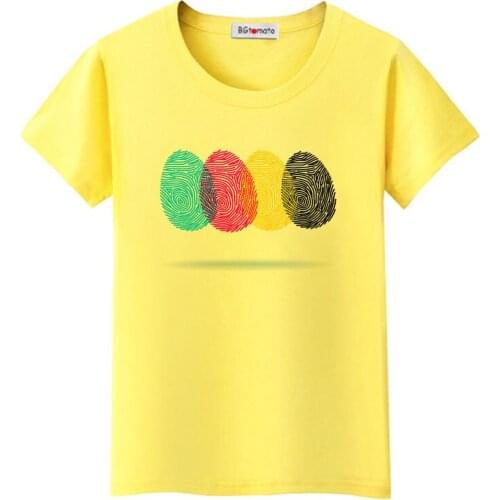 BGtomato colorful fingerprint tshirt creative design t shirt women fashion streetwear cool tops fingerprint t-shirt women