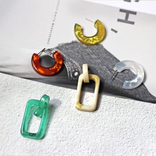 Min order 10pair/lot color pattern print Letter C Shape Fahion Women Stud Earrings acrylic/acetic acid diy jewelry accessory
