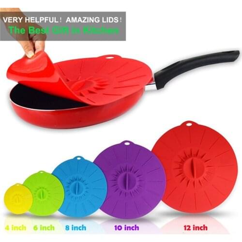 Set of 5 Silicone Microwave Bowl Cover Food Wrap Bowl Pot Lid Food Fresh Cover Pan Lid Stopper Bowl Covers Cooking Kitchen Tools