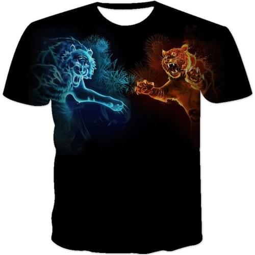 2021 New 3D Printing King Of Beasts Tiger Unisex Short Sleeve Personalized Round Neck Pullover XXS-6XL Wholesale