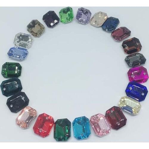 New Arrival! Rectangle Double Hole Crystal Glass Sewing Rhinestones Pointback Diy Wedding Dress and Shoes 8*10mm 30pcs/piece