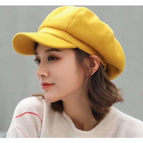 Autumn Winter Hats for Women Solid Plain Octagonal Newsboy Cap Men Ladies Casual Wool Hat Winter Beret Women Painter Cap