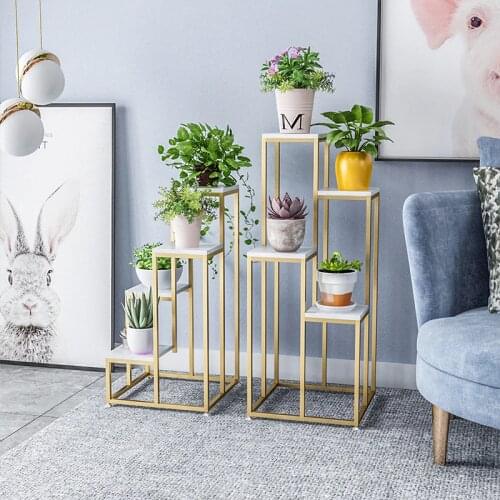 Home Balcony Iron Flower Stands Multi-layer Indoor Ground Green Scilly Plant Stand Nordic Pastoral Style Flower Pot Stand