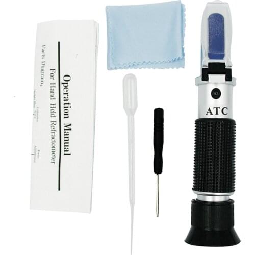 Portable 2 in 1 Salinity Brix Refractometer,, Sugar Salinity Refractometer test salt water 0-28%, Brix 0-32% / with ATC
