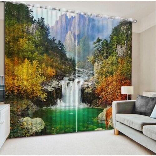 Luxury Blackout 3D Window Curtain For Living Room modern living room curtains landscape curtain