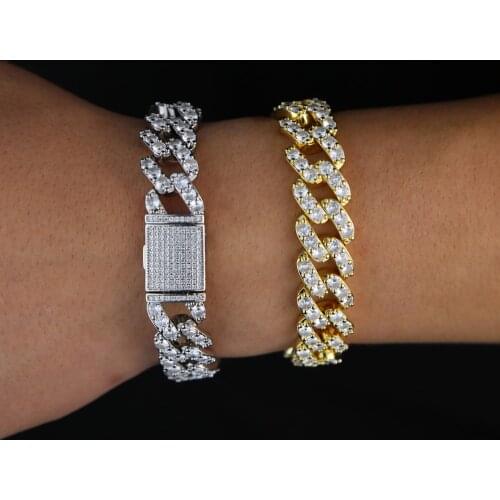 Rhinestone cz Cuban bracelet Iced Out link chain For Men Hip Hop Paved CZ Rapper luxur bracelet Jewelry accessories gift